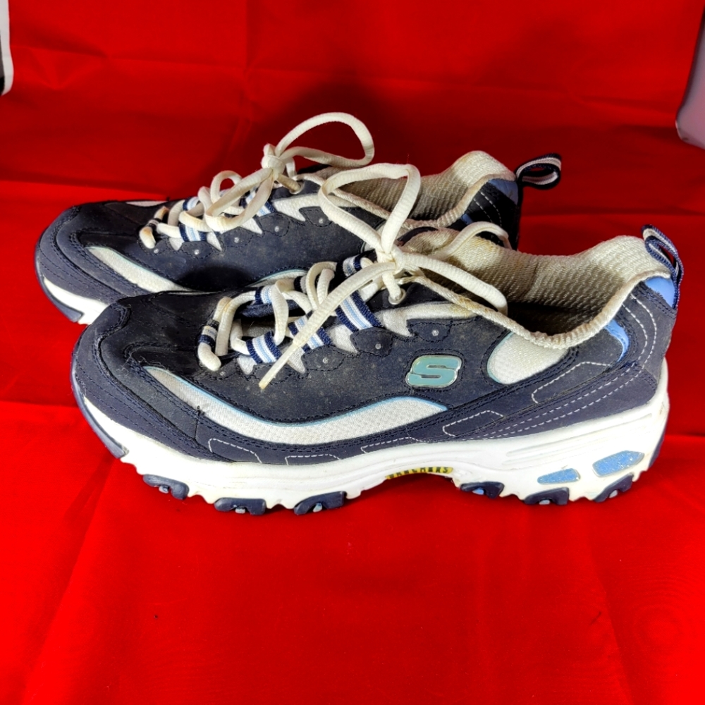 Skechers D'Lites Womens Size 8.5 Running Sneakers Shoes 11422 Black White